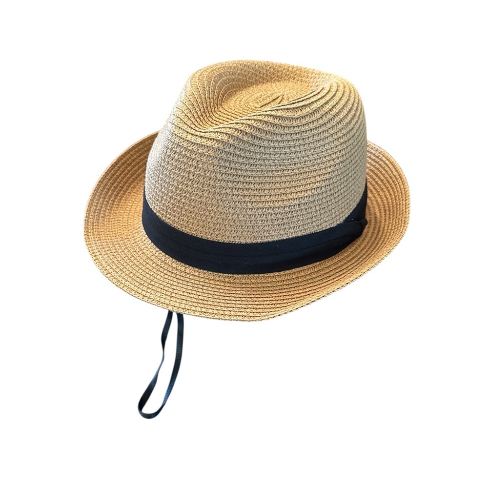 Furtalk Unisex Tan Woven Fedora with Black Band adjustable strap New No tag L/XL